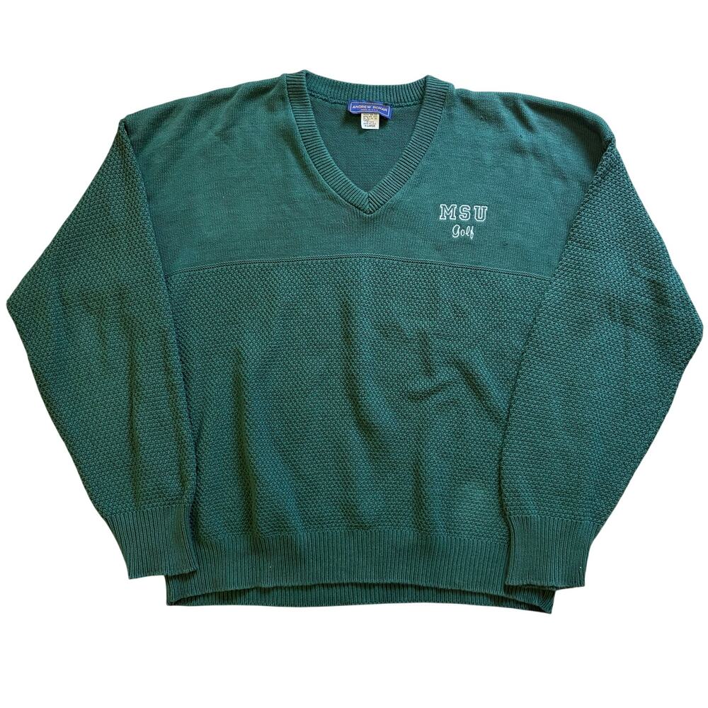 Michigan State University Golf Team Vintage Green Sweater Spartans XL USA Issue?